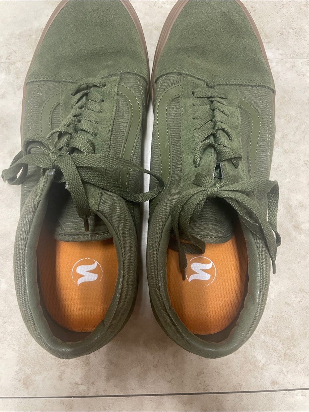 Men's Vans Old Skool winter moss Olive Green Suede Low-Top Sneakers - Picture 6 of 8